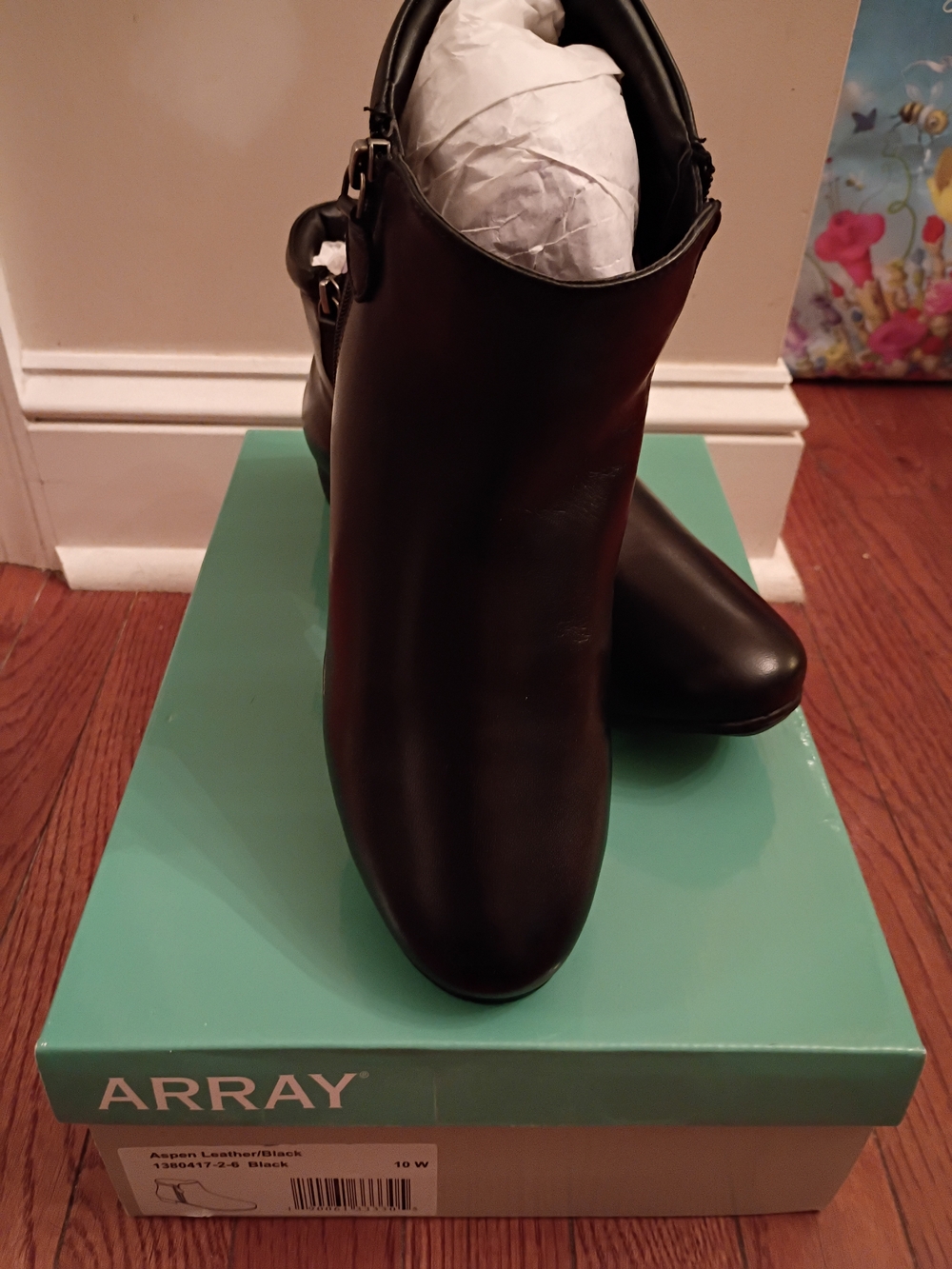 Array Black Women’s Leather Ankle Boots - 10W